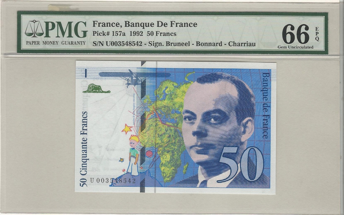 프랑스 1992년 50프랑 어린왕자 도안 PMG 66등급
