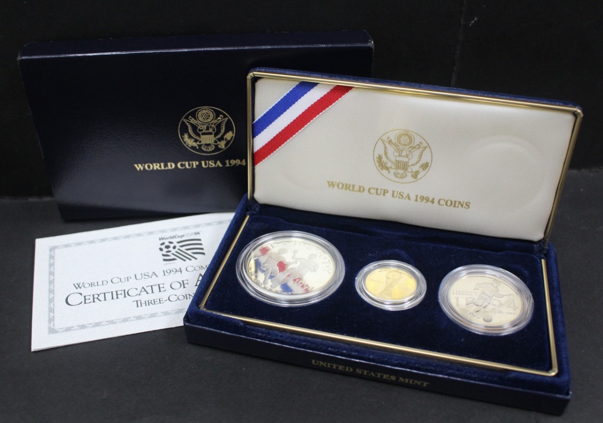 미국 1994년 제15회 FIFA 월드컵 기념 금화, 은화, 동화 3종 세트