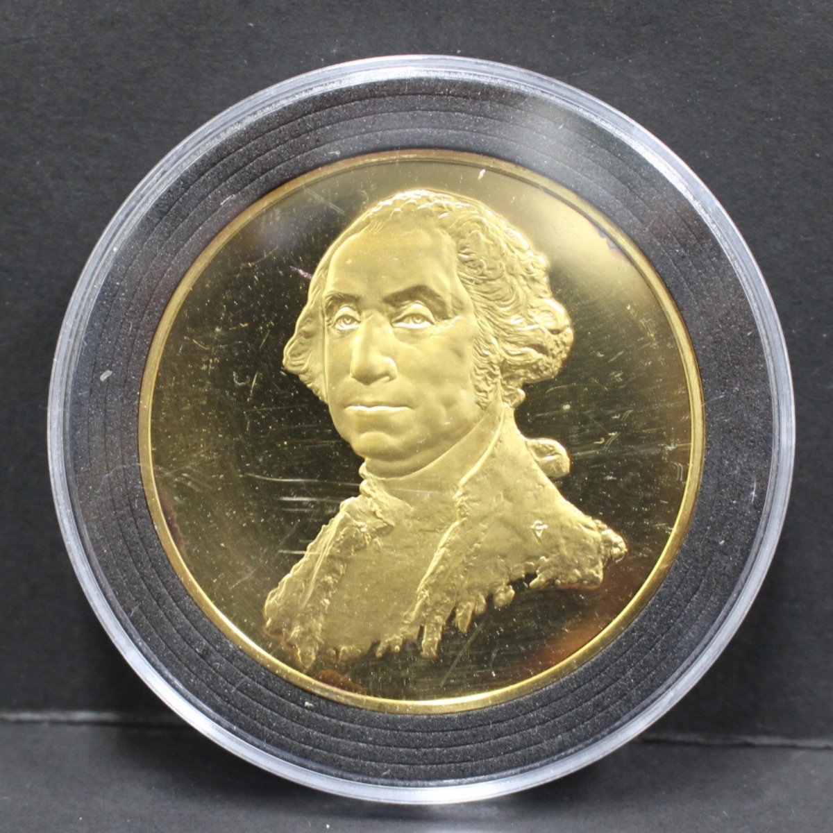 미국 (프랭클린 민트) 길버트 스튜어트 - 조지 워싱턴 초상 금도금 2oz 은 메달