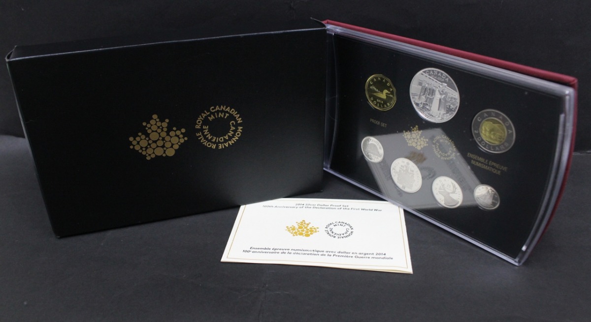 캐나다 2014년 현행 프루프 민트 7종 세트 (1차 세계 대전 종전 100주년 기념 은화 포함)