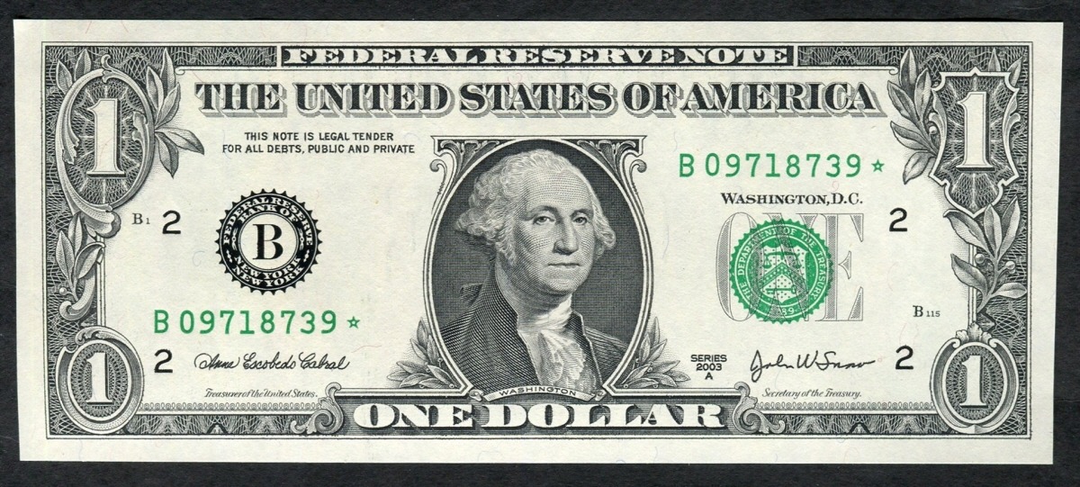 미국 2003년 1$ 1달러 스타 노트 (보충권) 미사용