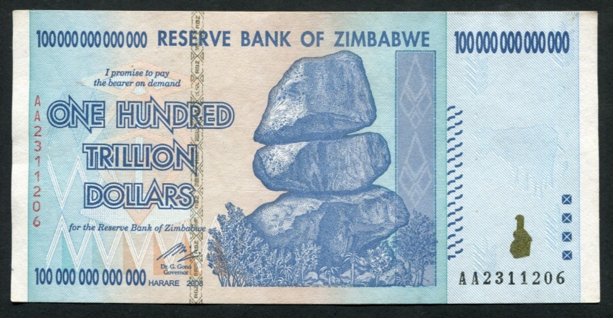 짐바브웨 2008년 100조 달러 극미품