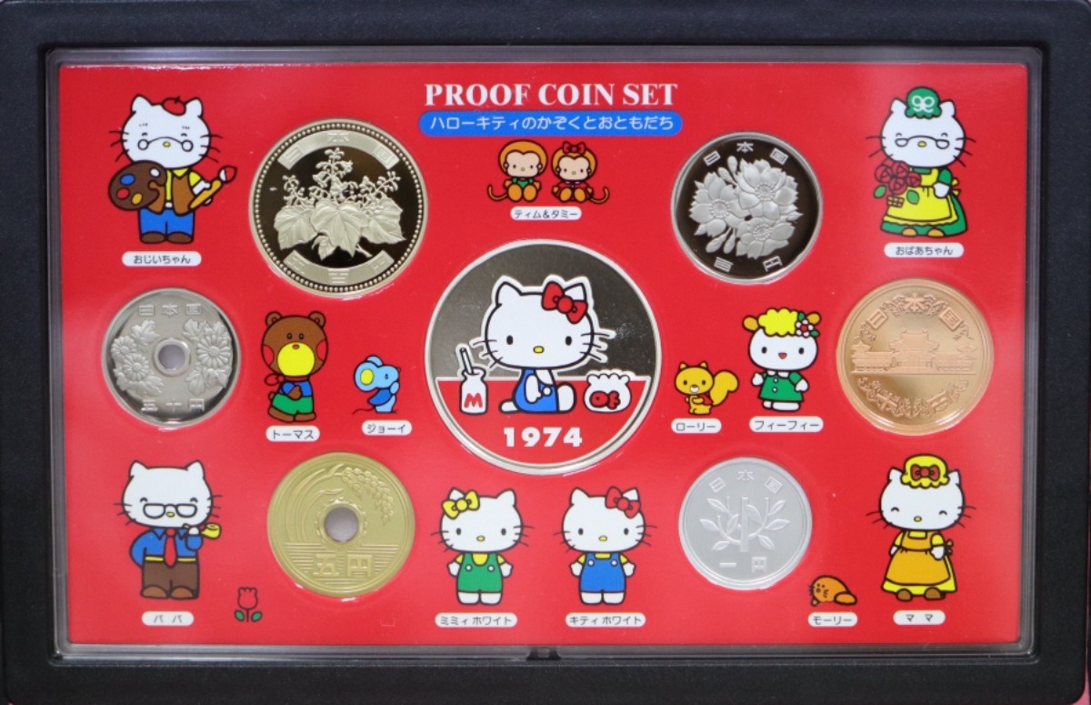 일본 2004년 헬로 키티 탄생 30주년 기념 - 키티 은메달 삽입 현행 프루프 민트