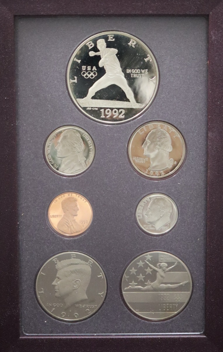 미국 1992년 현행 프루프 민트 6종 Prestige 민트 세트 (바르셀로나 올림픽 리버티 실버 달러 기념 은화 포함)