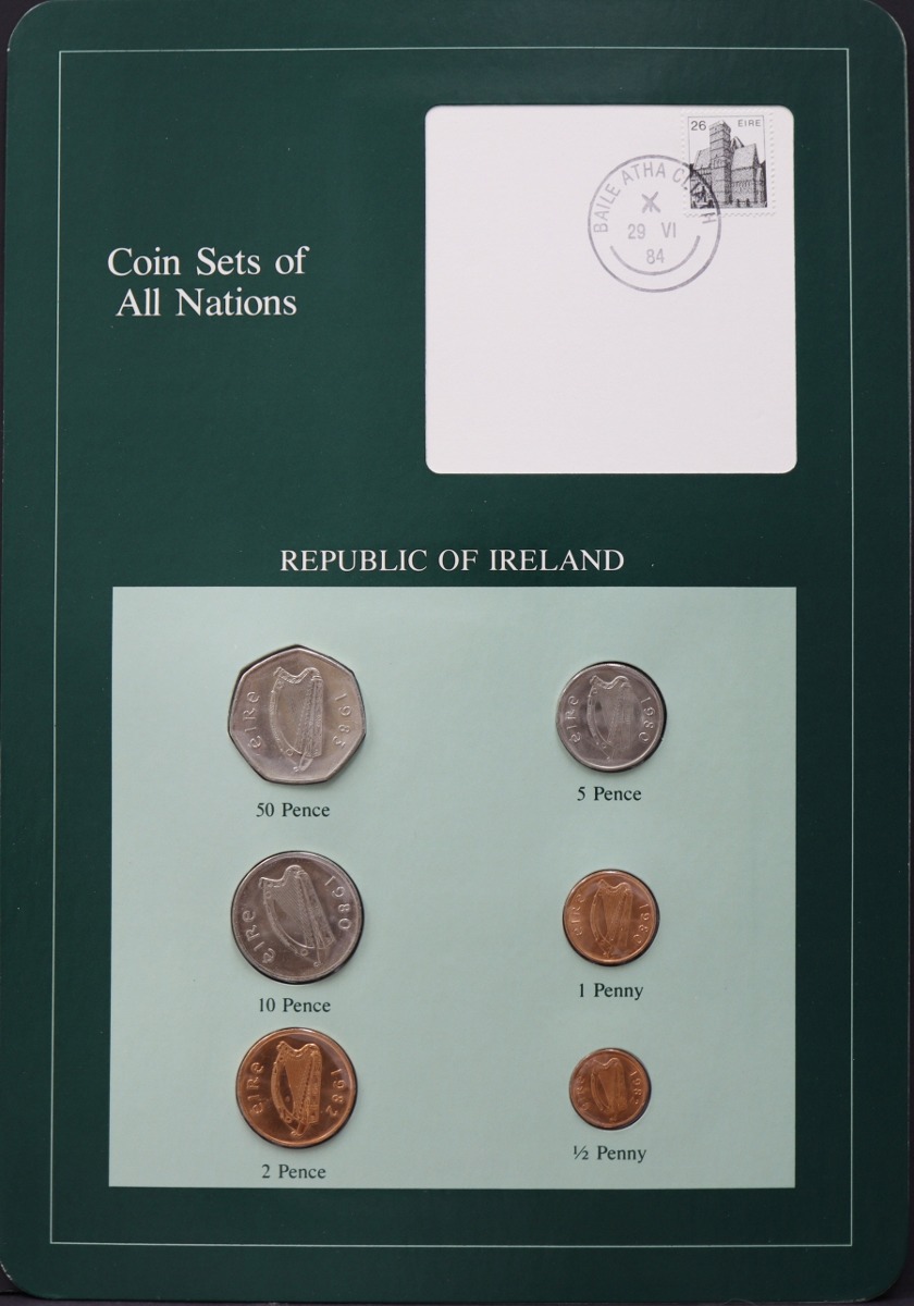세계의 현행주화 아일랜드 1980~1983년 6종 미사용 주화 및 우표첩 세트