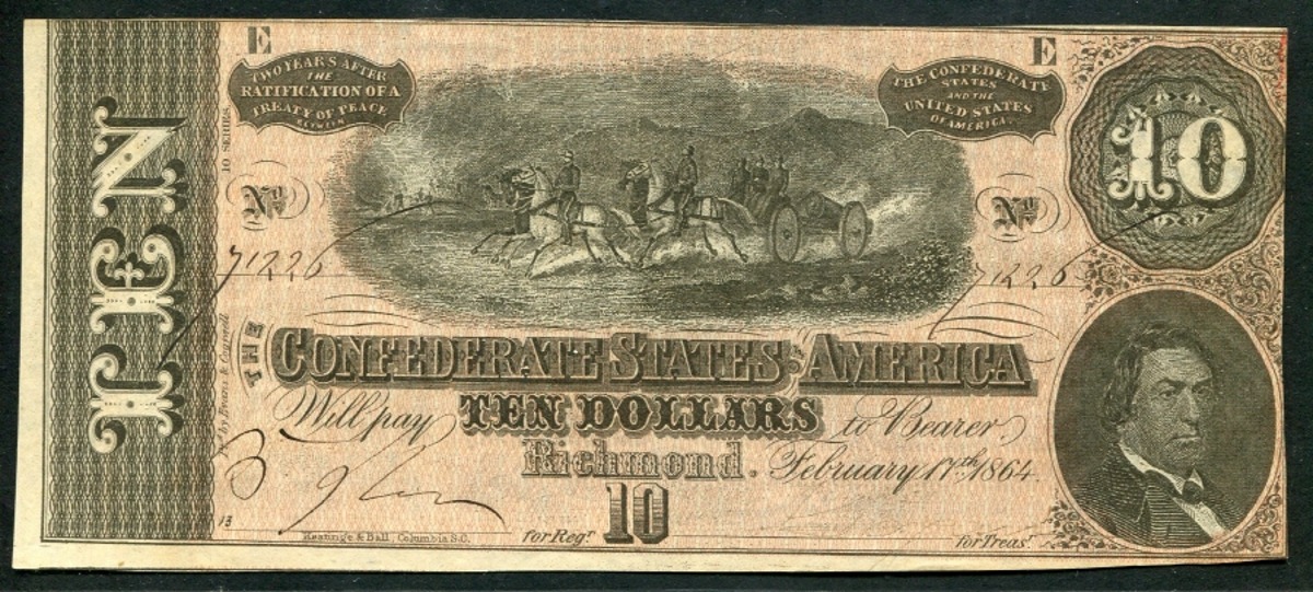 미국 1864년 리치몬드 10달러 미사용