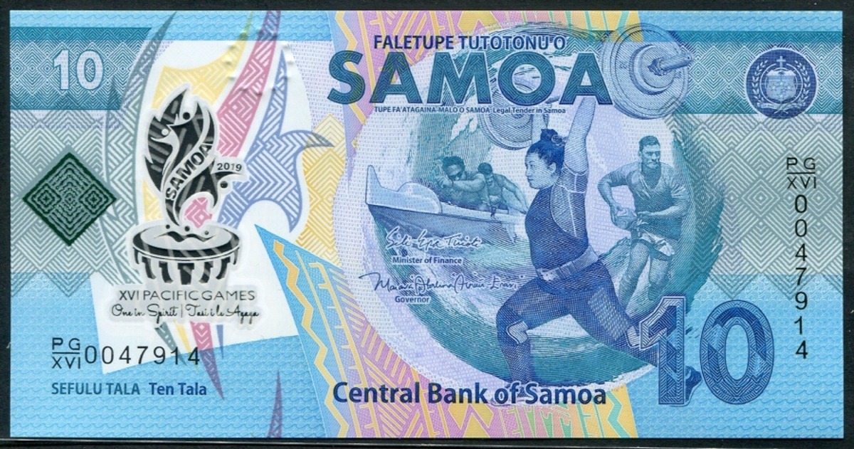 사모아 2019년 10타라 퍼시픽 게임 (Pacific Games) 기념 폴리머 지폐 미사용