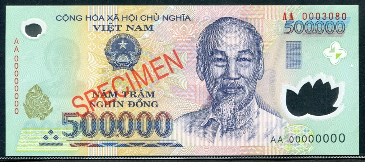 베트남 2016년 500000동 폴리머 미사용 (500,000동 최고액권) 견양권