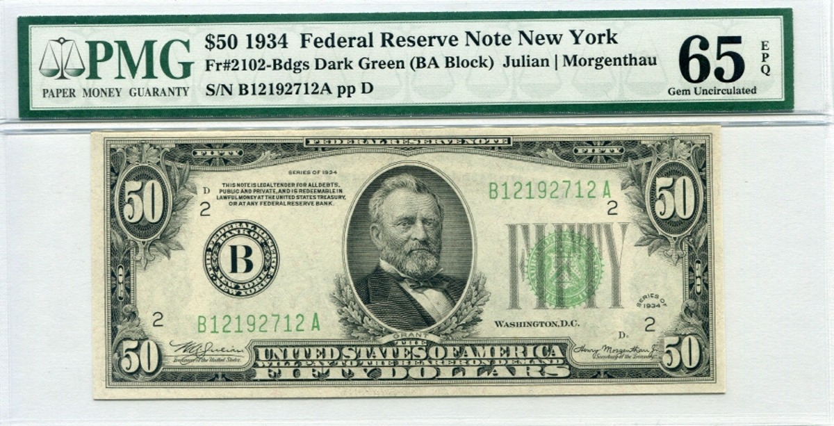 미국 1934년 50달러 PMG 65등급