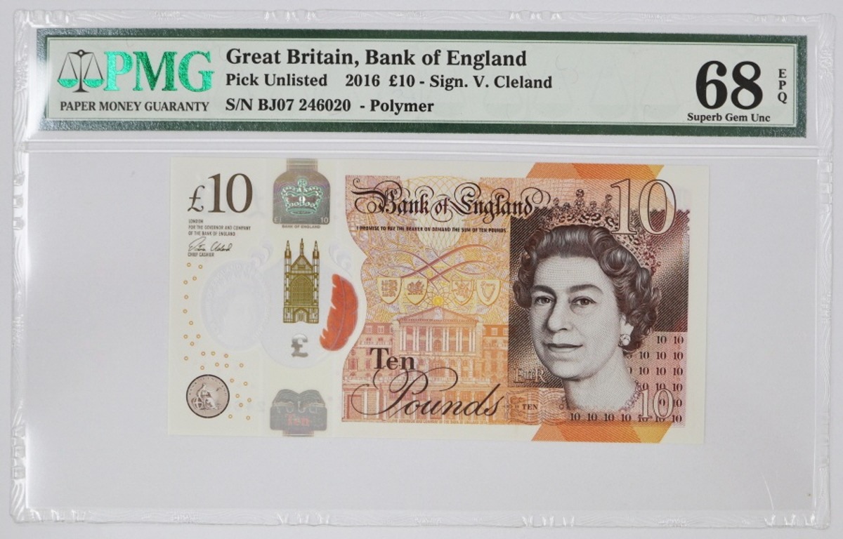 영국 2016년 10파운드 폴리머 지폐 PMG 68등급