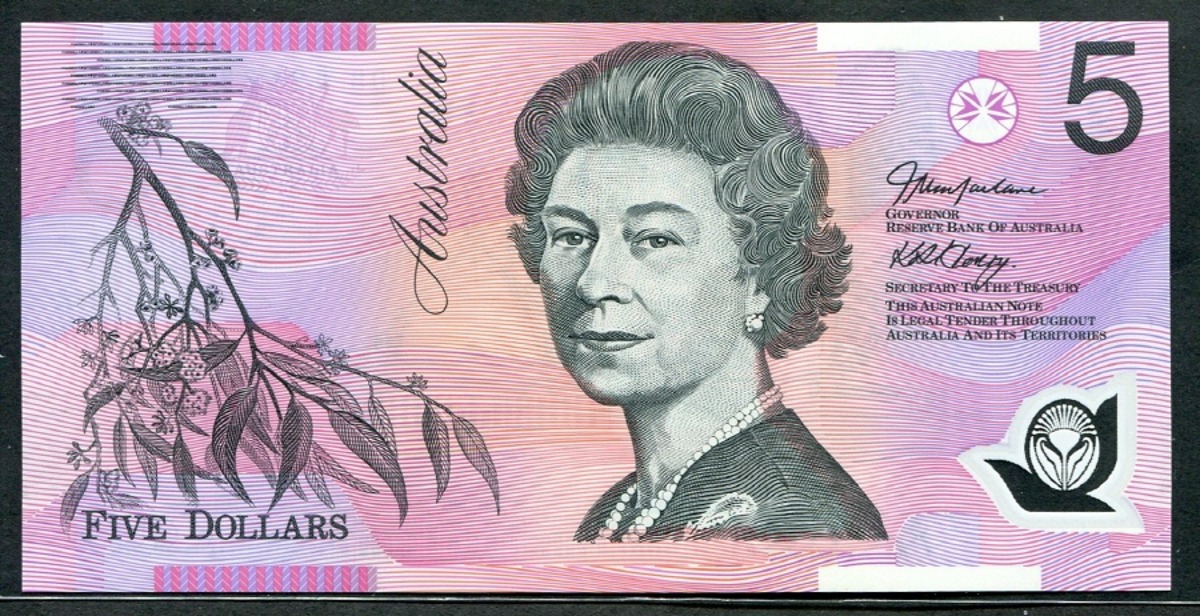 호주 2002년 5달러 폴리머 지폐 미사용