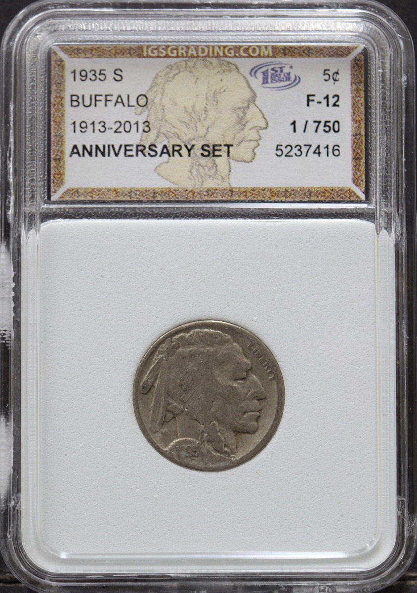 미국 1935년 (S)  버팔로 5센트 니켈 주화 미품 IGS 12등급