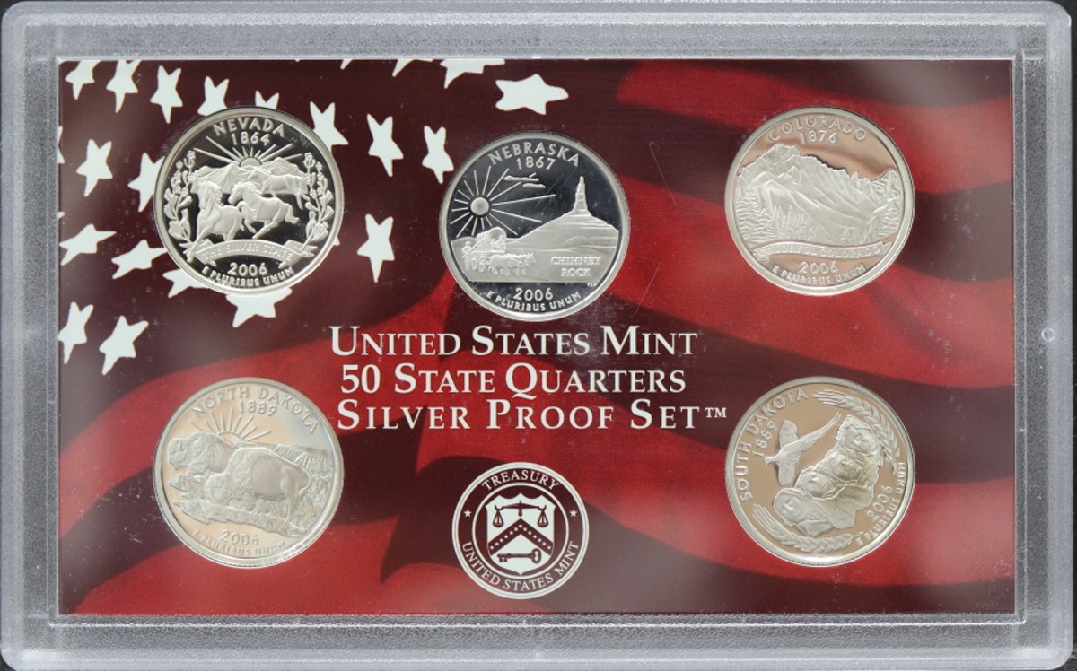 미국 2006년 현행 주화 및 주성립 기념 쿼터 은화 프루프 5종 민트 세트 (은화 5개)