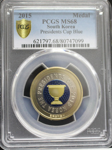 한국조폐공사 2015년 골프 프레지던츠컵 공식 볼마커 메달 (파랑) PCGS 68등급