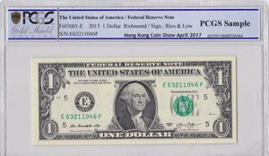 미국 2013년 1달러 2017년 홍콩 화폐박람회 증정용 PCGS 