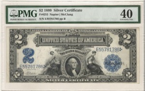 미국 1899년 은태환권 (Silver Certificate) 2달러 PMG 40등급