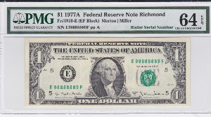 미국 1977년 1달러 레이더 (98888889) PMG 64등급