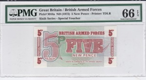 영국 1972년 군표 - 5펜스 PMG 66등급
