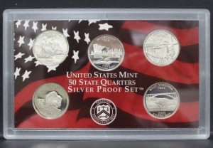 미국 2005년 현행 주화 및 주성립 기념 쿼터 은화 프루프 11종 민트 세트 (은화 7개 포함)
