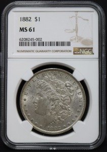 미국 1882년 1$ 모건 달러 미사용 은화 NGC 61등급