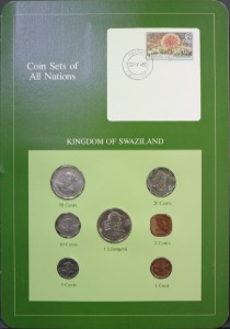 세계의 현행주화 스와질란드 1975~1986년 7종 미사용 주화 및 우표첩 세트