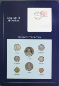 세계의 현행주화 스위스 1983~1986년 8종 미사용 주화 및 우표첩 세트