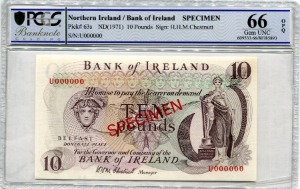 아일랜드 1978년 10파운드 오리지날 견양권 (000000) PMG 65등급