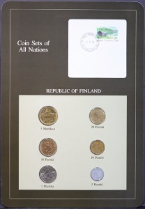 세계의 현행주화 핀란드 1980~1985년 6종 미사용 주화 및 우표첩 세트