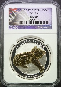 호주 2012년 코알라 금도금 은화 NGC 69등급