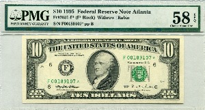 미국 1995년 10$ 10달러 스타 노트 (보충권) PMG 58등급