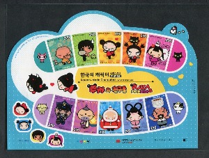 한국 2012년 한국의 캐릭터 시리즈 - 뿌까와 친구들 우표 10매 전지