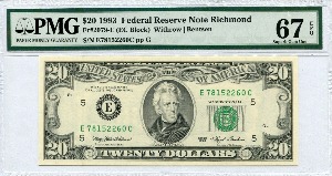 미국 1993년 20달러 PMG 67등급