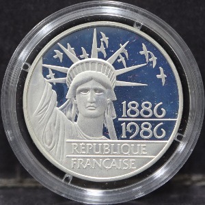 프랑스 1986년 뉴욕 자유의 여신상 기증 100주년 기념 피에포르 은화