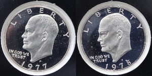 미국 1977~1978년 아이젠하워 달러 프루프 기념 주화 2종 민트 세트