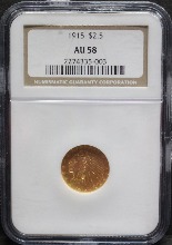 미국 1915년 인디언 헤드 2.5$ (쿼터 달러) 이글 금화 NGC 58등급