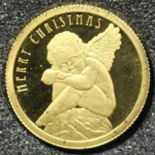 쿡섬 2008년 크리스마스 기념 - 아기 천사 도안 1/25oz (1.244g) 소형 금화