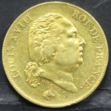 프랑스 1818년 루이 18세 40프랑 금화 극미품