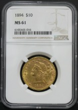 미국 1894년 10$ 리버티 이글 금화 NGC 61등급