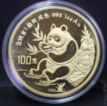 중국 1991년 팬더 - 스몰 데이트 1oz 금화