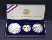 미국 1995년 세계2차대전 연합군 승리 50주년 기념 금화, 은화, 동화 3종 세트