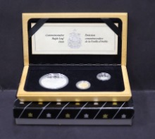 캐나다 1989년 메이플 주화 발행 10주년 기념 5달러화 3종 세트 (1/10oz 금화 및 플레티넘 백금화, 1oz 은화)