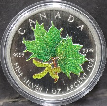 캐나다 2002년 봄 메이플 SP (세미프루프) 색채 은화