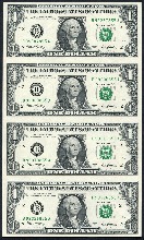 미국 2001년 1달러 4매 연결권