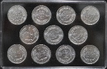 중국 1982~1992년 5푼(分, 5분) 미사용 알루미늄 주화 년도별 민트 11종 세트