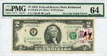 미국 1976년 토마슨 제퍼슨 행운의 2달러 - 초일 우표 스탬프 인증 PMG 64등급