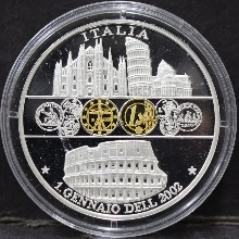독일 2002년 유럽 화폐 (주화) 1200년 역사를 표현한 시리즈 - 이탈리아 1유로 도안 은메달