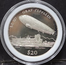 라이베리아 2000년 체펠린 (Zeppelin) 비행선 은화