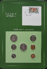 세계의 현행주화 스와질란드 1975~1982년 7종 미사용 주화 및 우표첩 세트