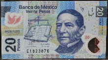 멕시코 2006년 20페소 폴리머 지폐 시리즈A 미사용