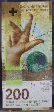 스위스 2018년 200프랑 하이브리드 지폐 미사용